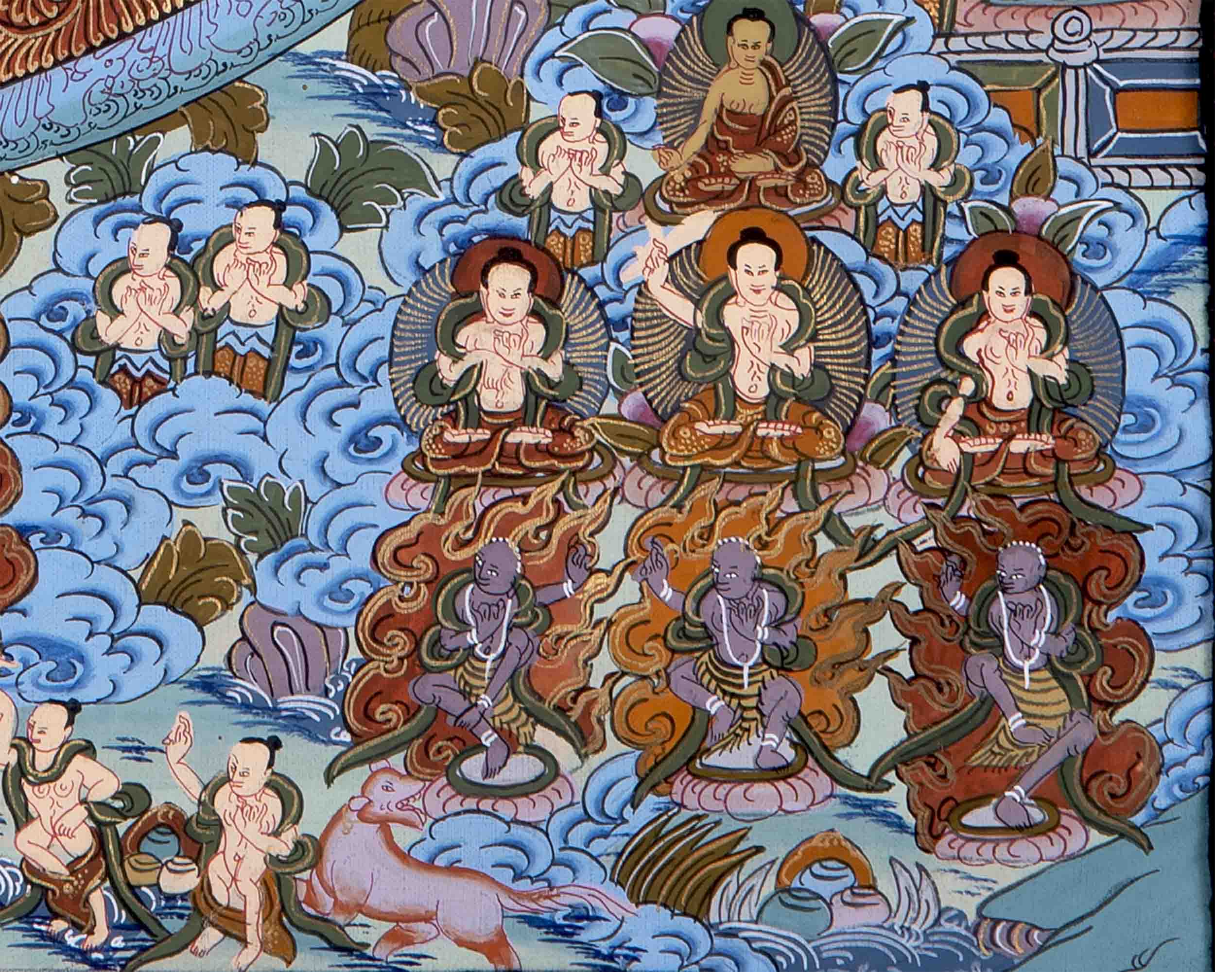 Hand-Painted Mandala Thangka With Brocade | Wall Decor Painting
