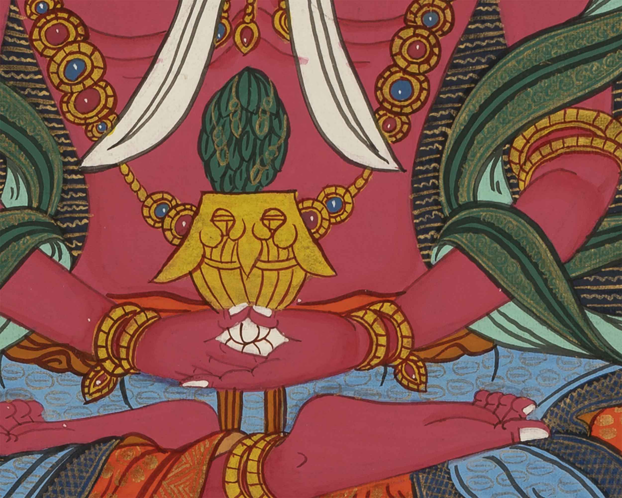 Red Amitayus Buddha Thangka | Tibetan Wall Decoration
