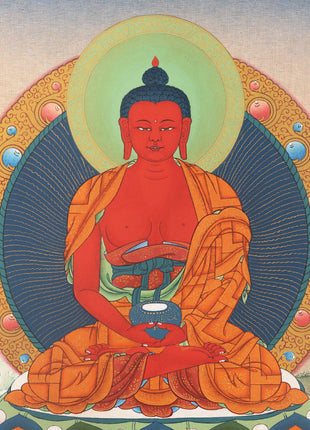24K Gold Amitabha Thangka with Free Brocade