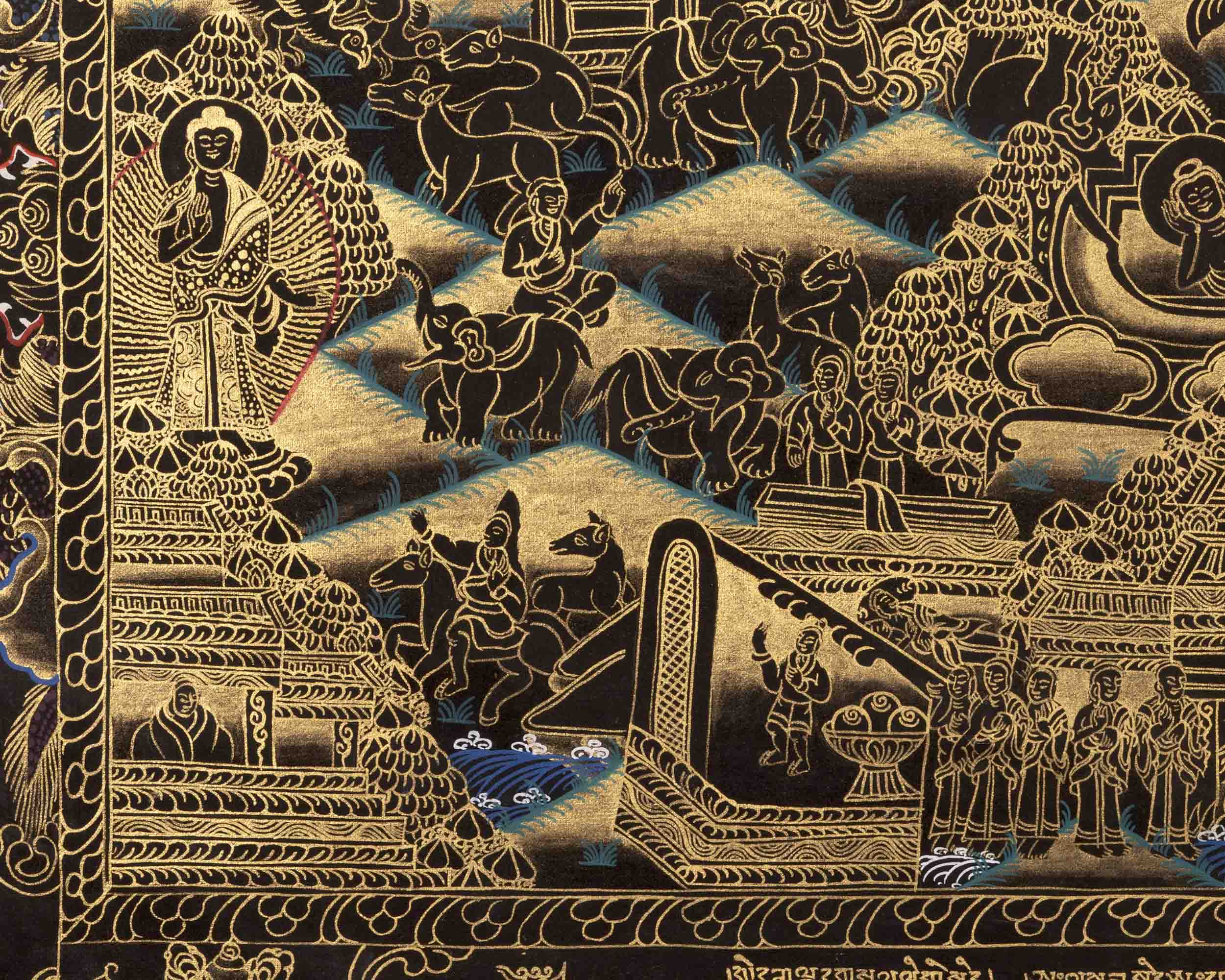Buddha Life Story | Vintage Thangka Art | Religious Wall Decors