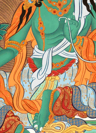 Traditional Green Tara Thangka | Gift For Buddhist | Wall Decors