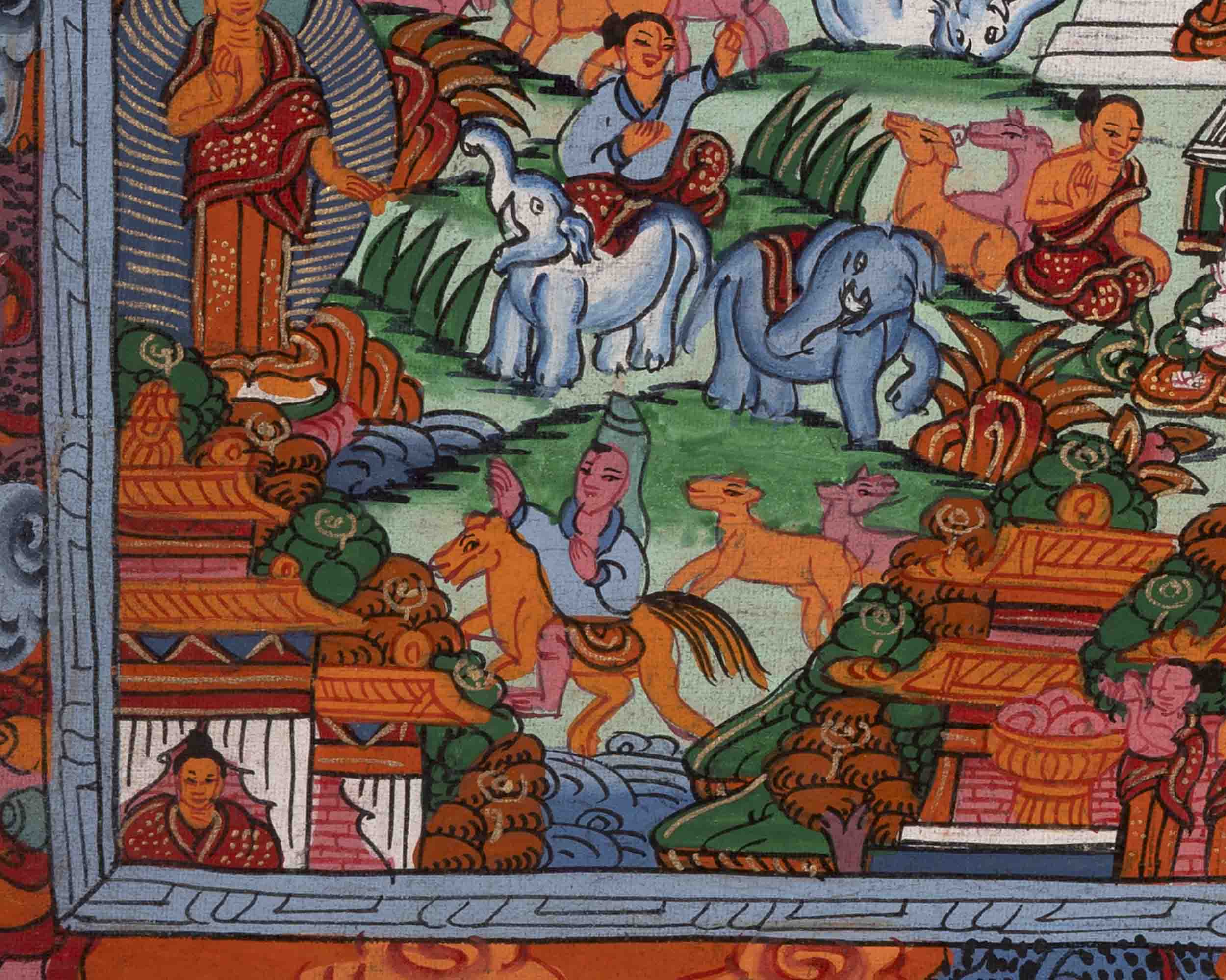 Shakyamuni Buddha's Life Story | Vintage Thangka | Wall Decors