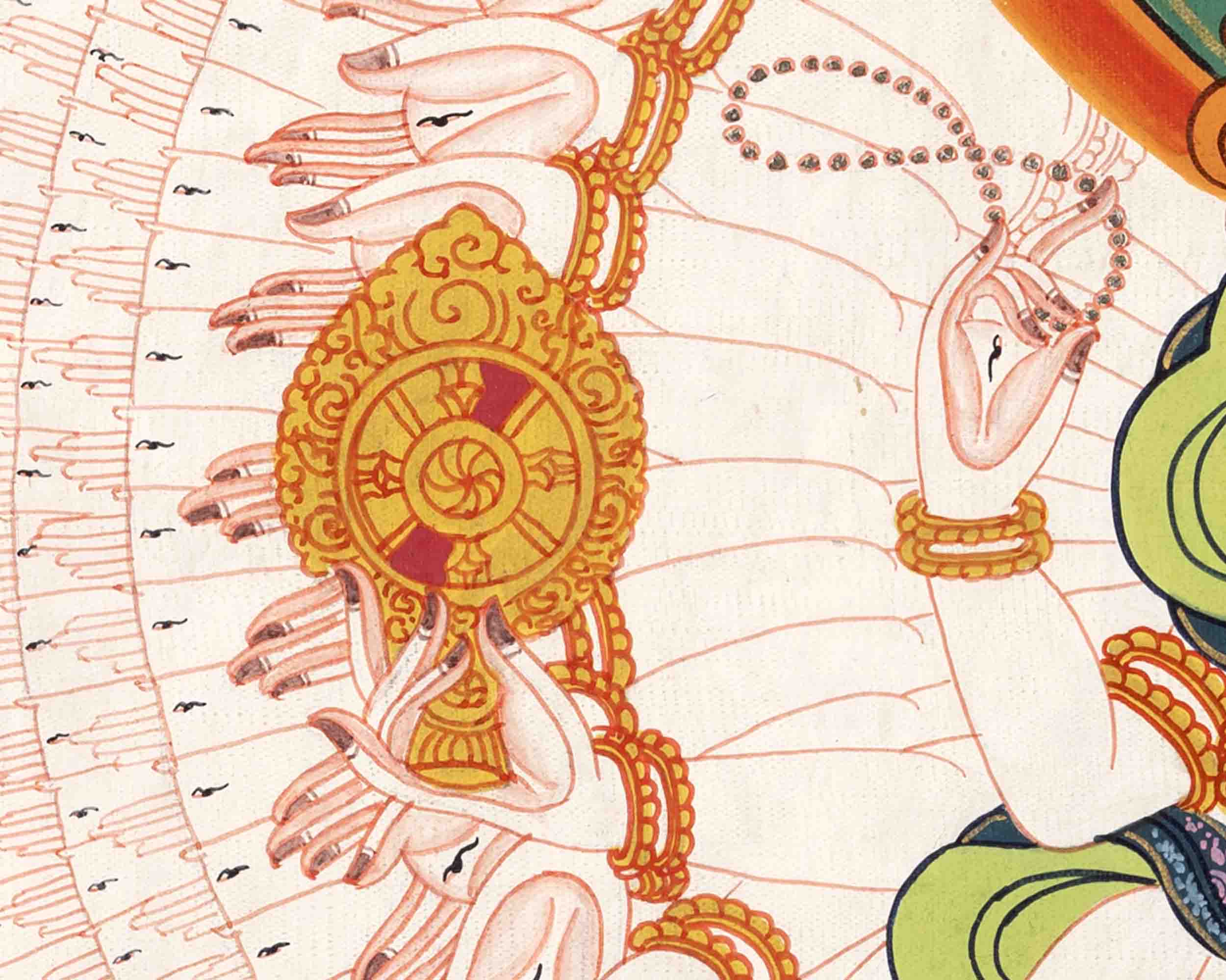 Avalokiteshvara Chenresig Thangka | Tibetan Traditional Painting | Wall Hanging Decors
