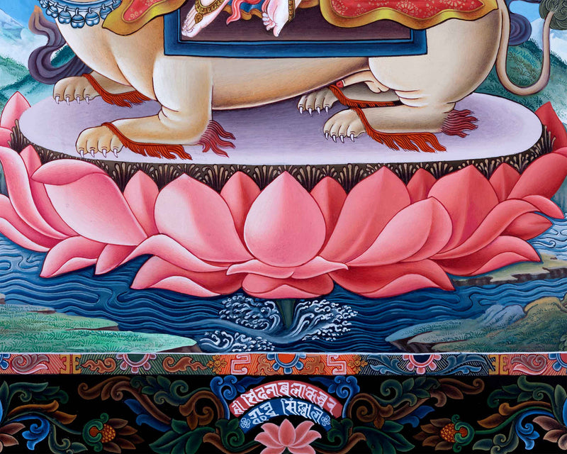 High-Quality Giclee Print To Practice Chenrezig Long Mantra | Nepali Painting Print Of Bodhisattva Of Compassion