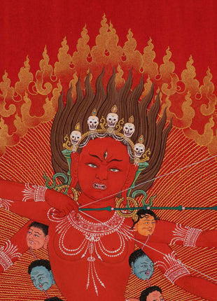 Kurukulle Sadhana Thangka | Kurukulla With Ganesha And Takiraja