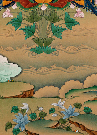 White Tara with Namgyalma, Amitayus Buddha | Treasure Bodhisattva | Tibetan Thangka