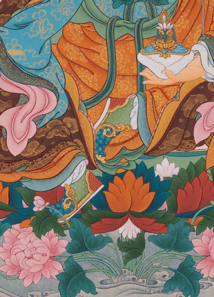 Traditional Tibetan Thangka For Padmasambhava Mantra Practice | Lotus Born Guru Rinpoche Art
