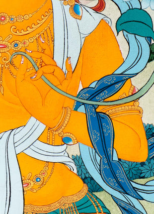 Bodhisattva Manjushri Thangka | Traditionally Hand Painted Buddhist Art