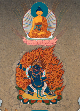 Five Jambhala Thangka | Buddhist Wealth Deities