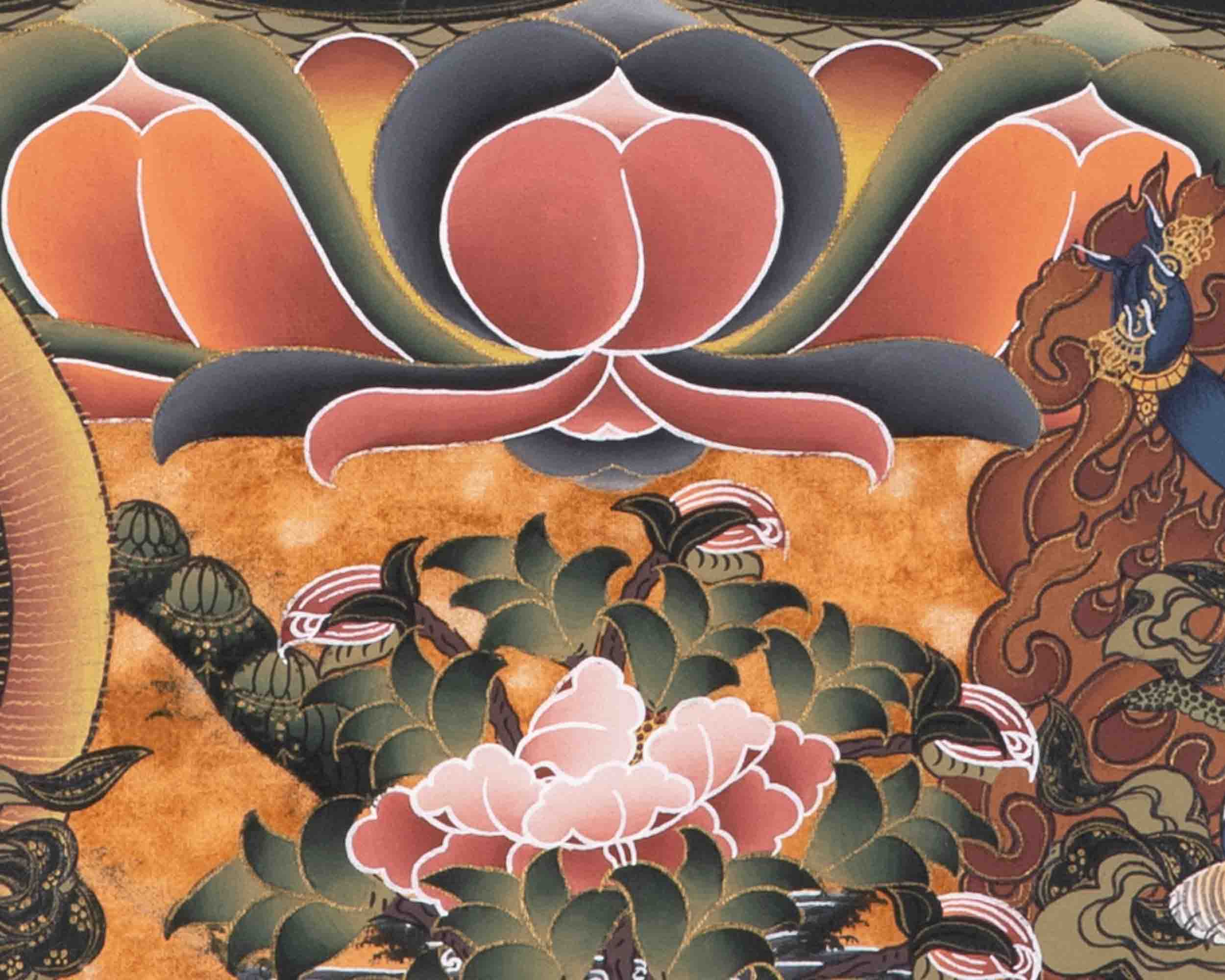 Manjushree With Purple Flower Brocade | Mindfulness Meditation Object