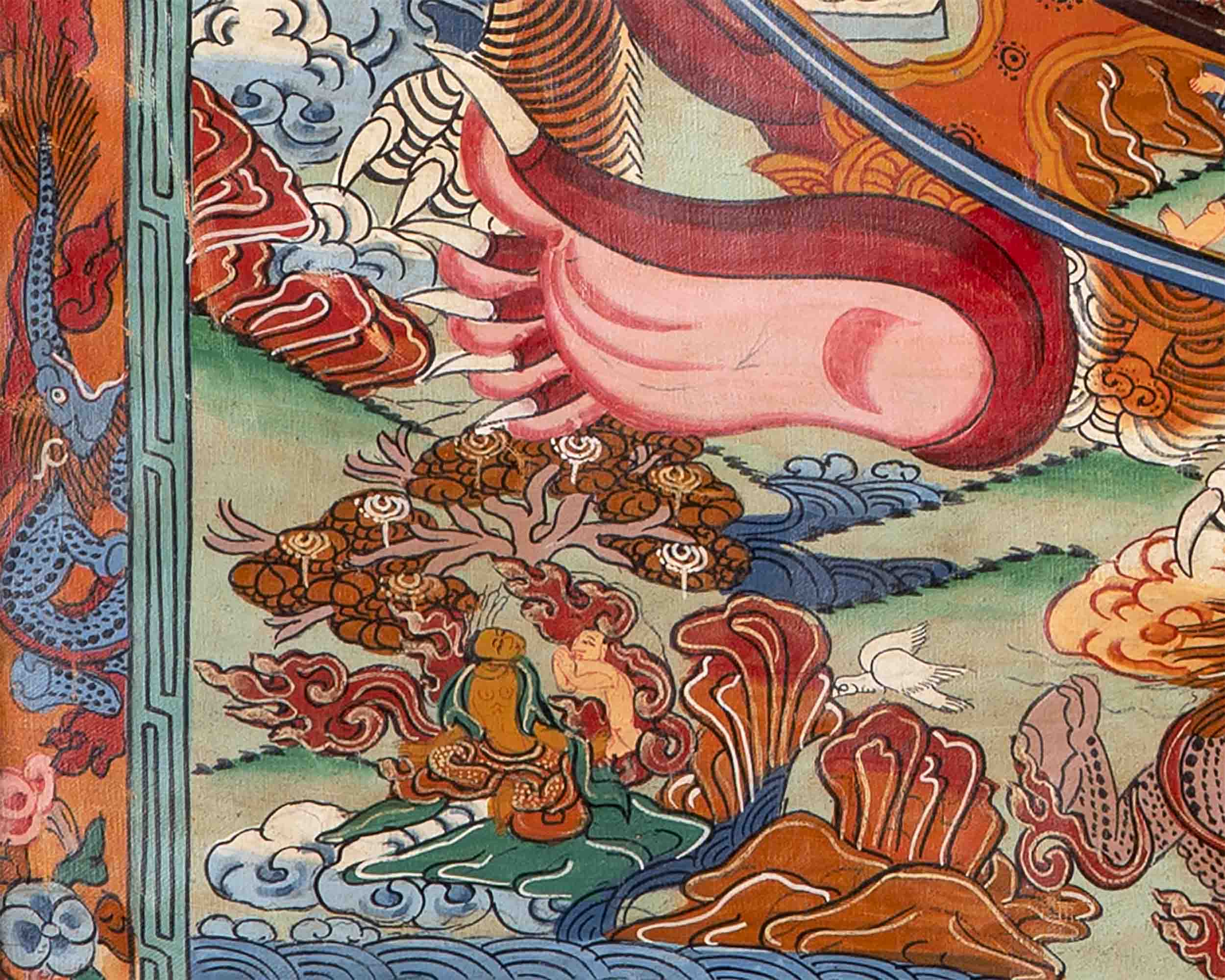 Brocaded Wheel Of Life Thangka | Traditional Tibetan Art | Wall Decors