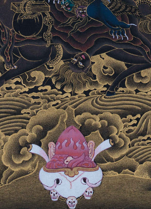 Traditional Art Of Buddhist Dakini Palden Lhamo Empowerment | Tibetan Glorious Goddess Mahakali Thangka