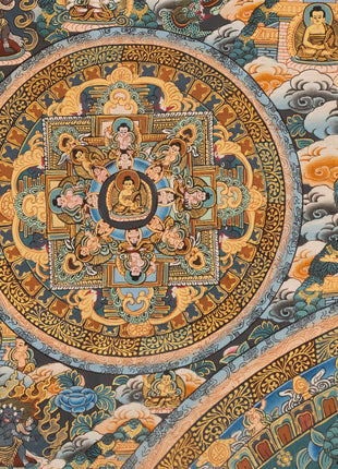 Mandala Buddha Thangka | Vintage Original Hand-Painted Thangka
