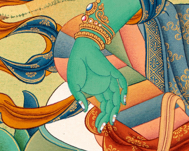 Green Tara | Tibetan Thangka Print | Digital Thangka Canvas Print