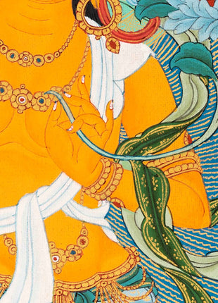 Manjushri Art Thangka | Finely Hand Painted in Cotton Canvas
