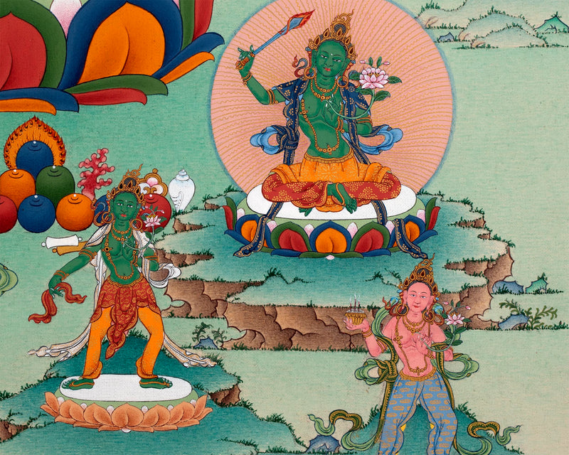 Gyalwa Gyatso (Red Chenrezig- Consort) Mandala, Tibetan Yidam Thangka Painting