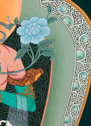 Green Tara Thangka Print | Digital Canvas Print | Buddhist Painting Print