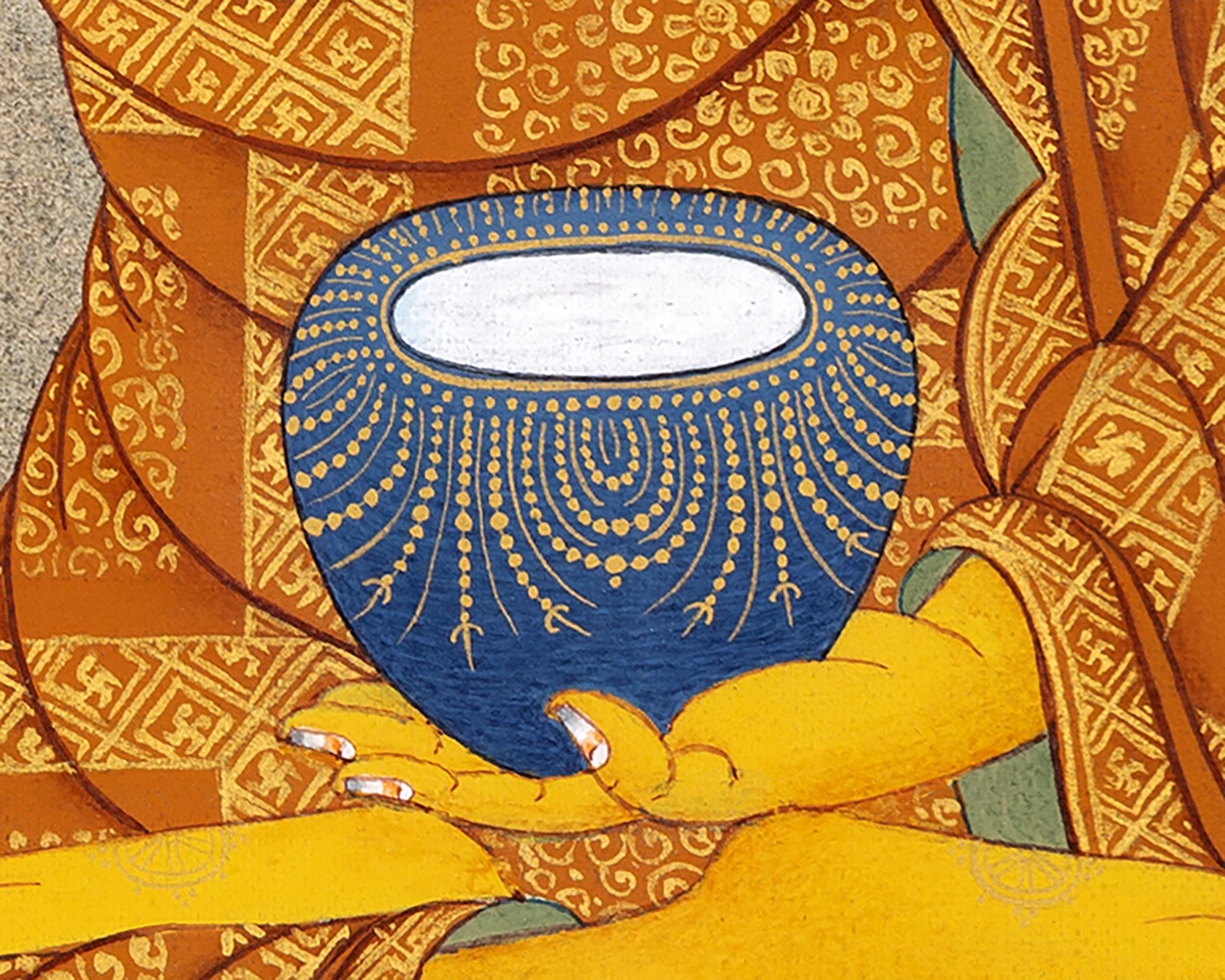 Shakyamuni Buddha | Buddha Thangka | Hand-Painted Thangka With 24K Gold and Natural Stone Colors