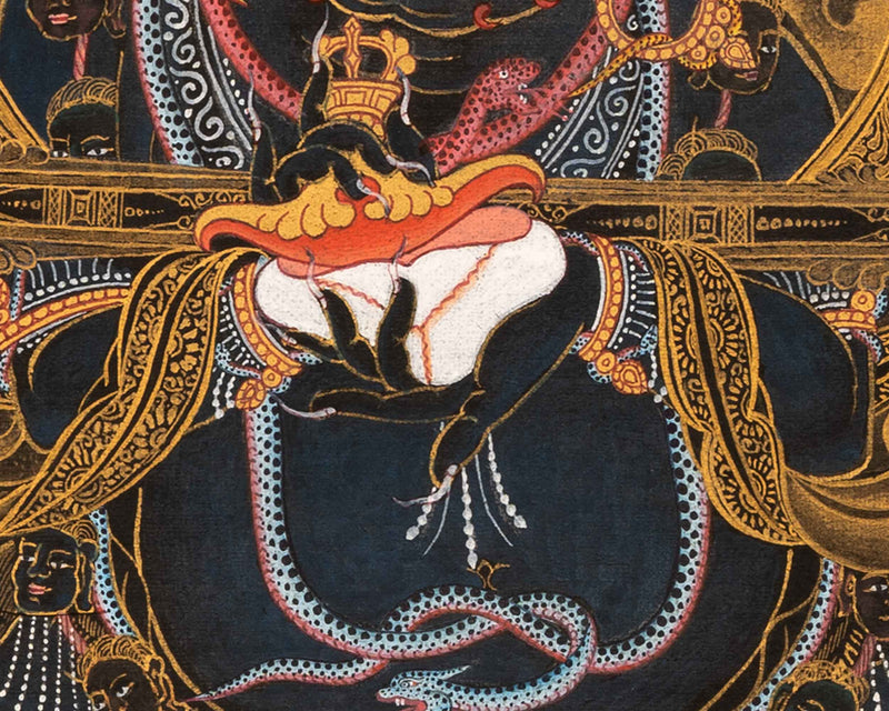 Hand-Painted Himalayan Thangka Of Sakya Mahakala | The Protector Of the Dharma