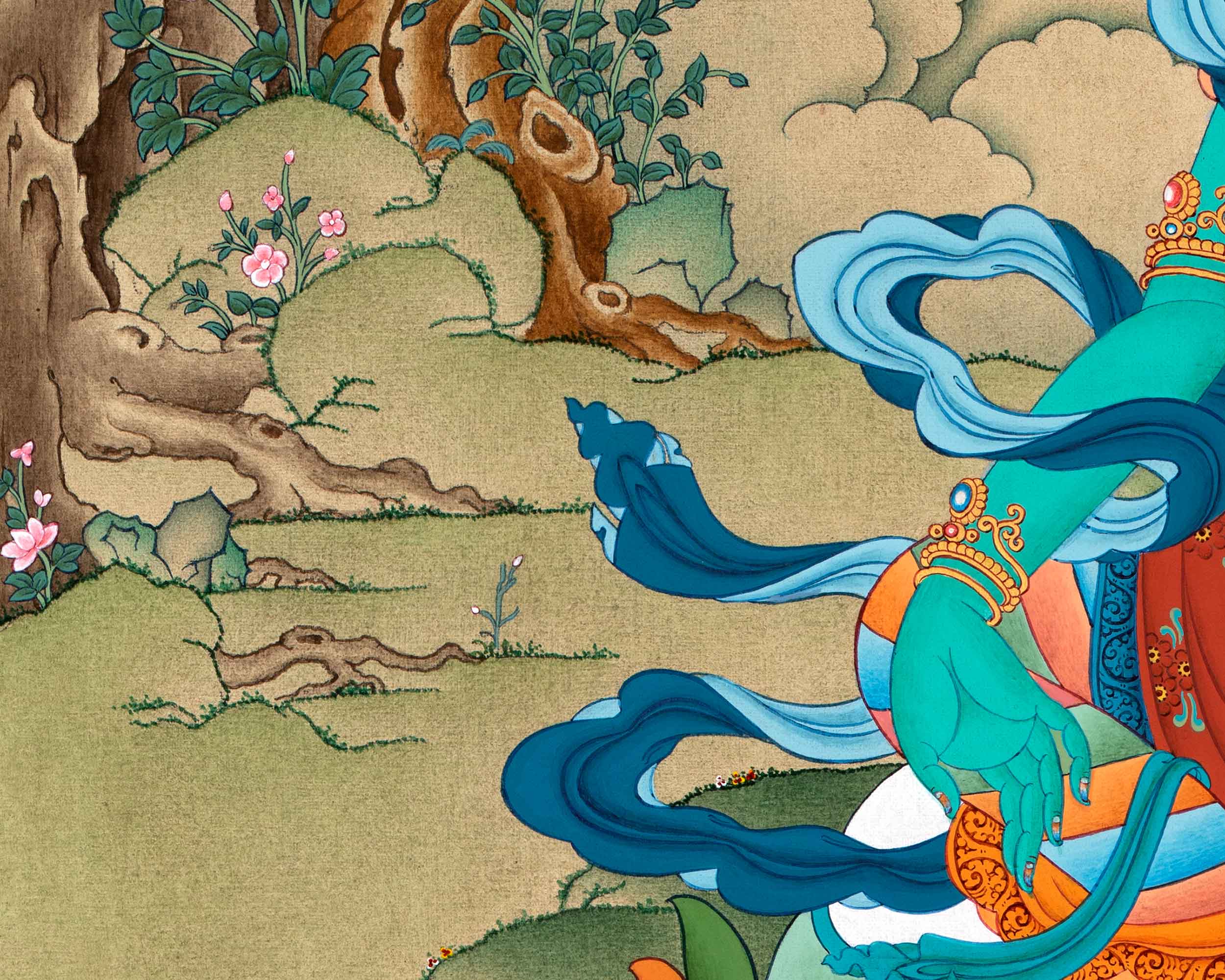 Green Tara Meditation Thangka | Deity of Compassion | Tibetan Art