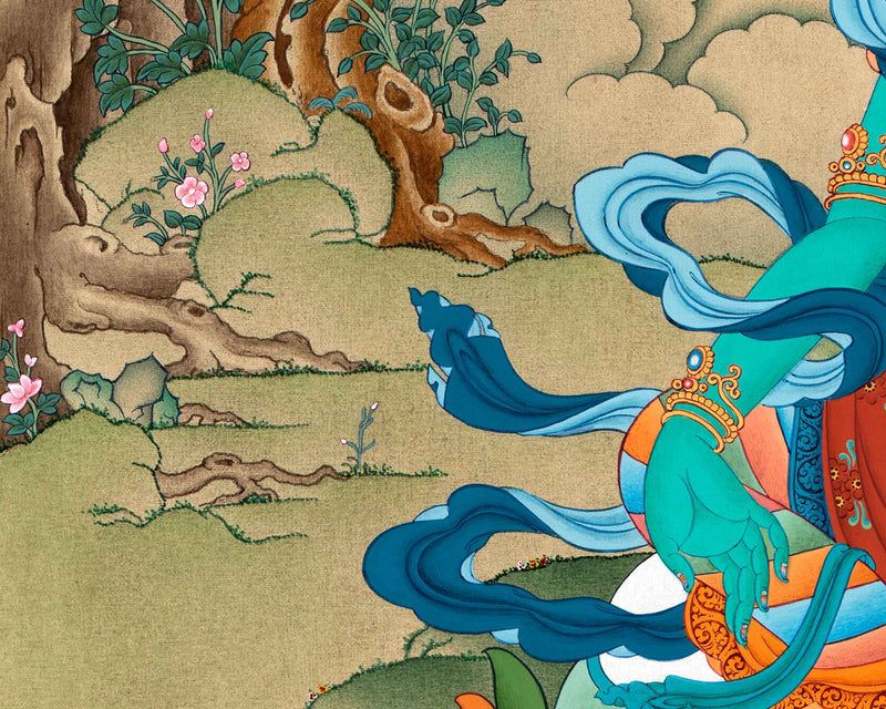 Green Tara Meditation Thangka | Deity of Compassion | Tibetan Art