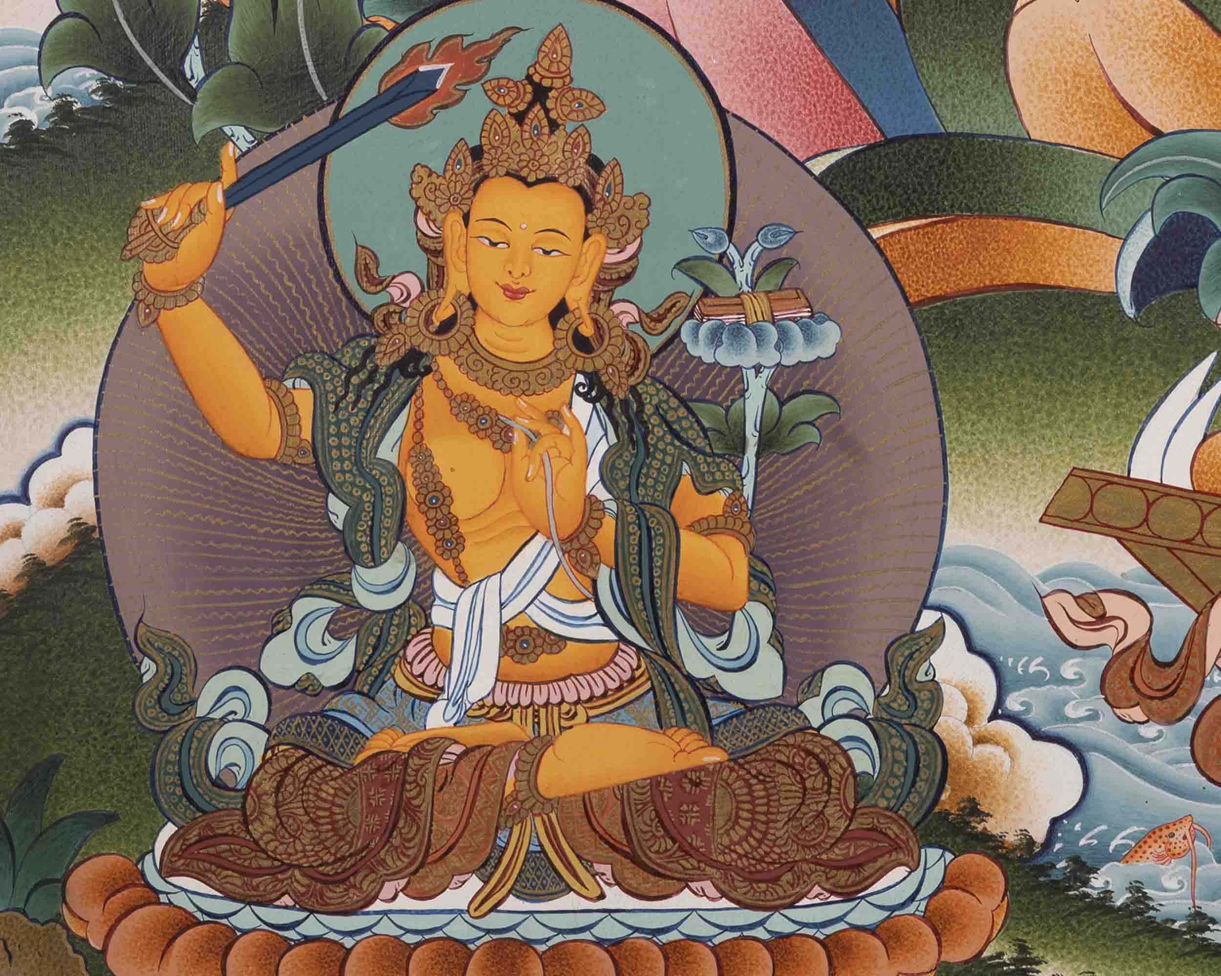 Handpainted Avalokiteshvara Chengrezig  | Yoga Meditation Canvas Art