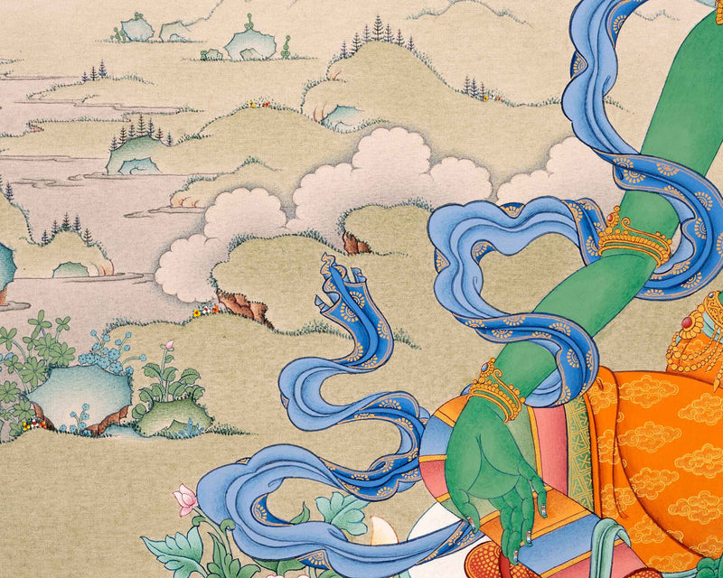 Green Tara Practice Thangka| Traditional Tibetan Hand Painting