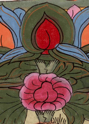 Vintage Amitayus Buddha Thangka | Religious Buddhist Art | Wall Decors