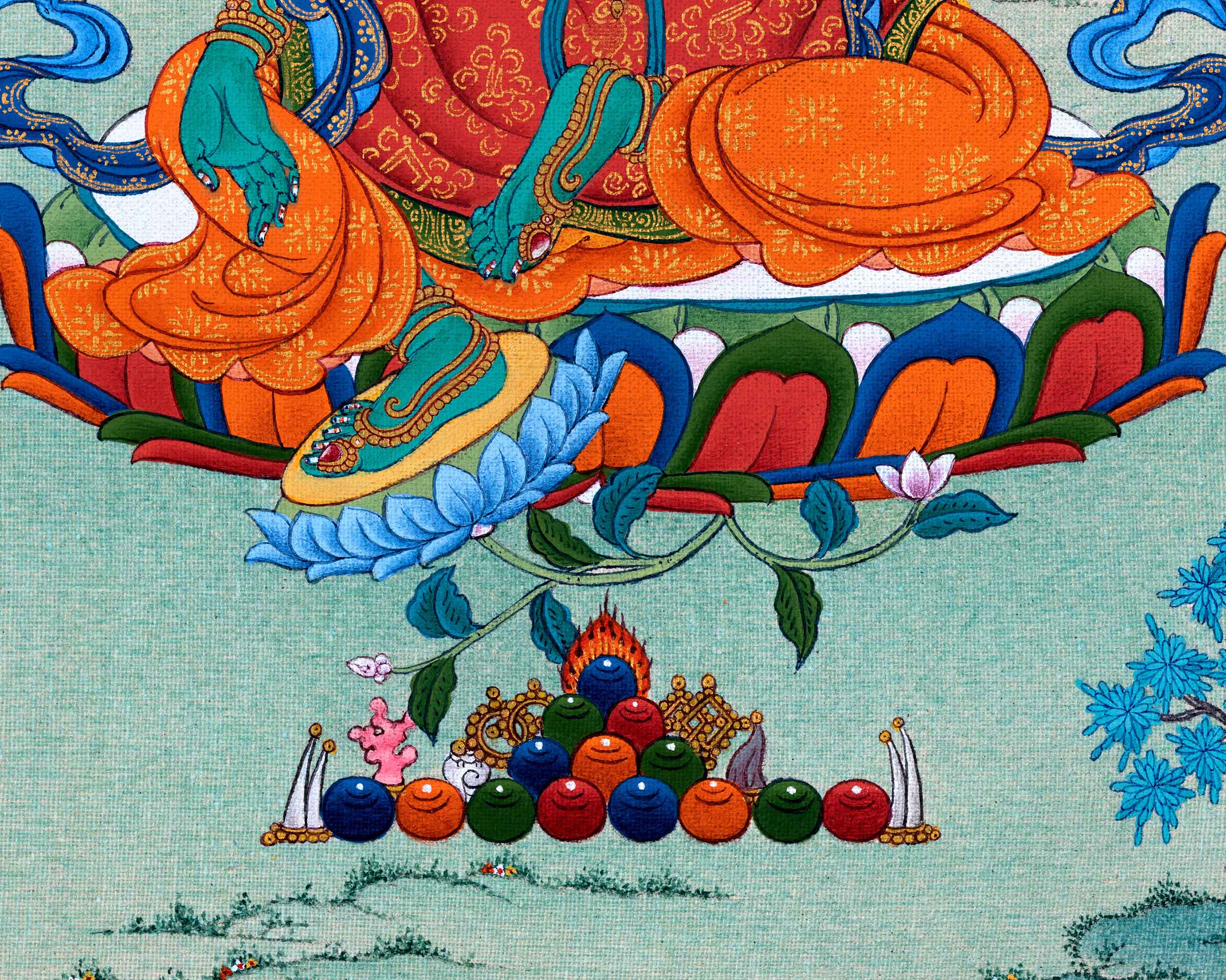 Buddha Green Tara Thangka Painting For Daily Prayers | Traditional Tibetan Buddhist Painting