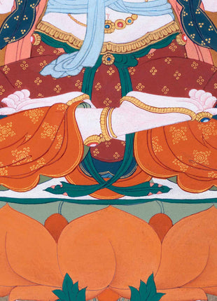 Traditional Tibetan Thangka For Chenrezig Mantra Practice | The Bodhisattva Of Compassion Art On Cotton Cavnas