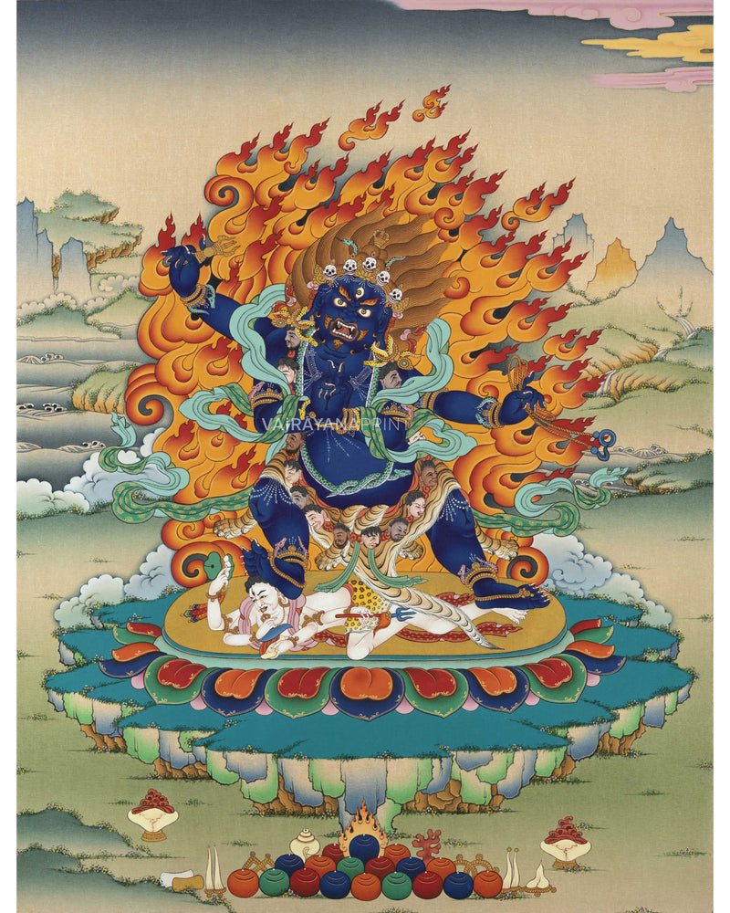 Vajrapani Buddha Thangka Print For Mindfulness