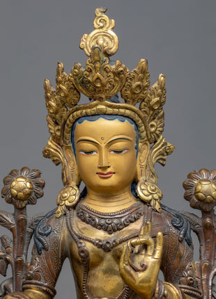 Green Tara Statue | Zen Room Decor | Tibetan Buddhist Sculpture