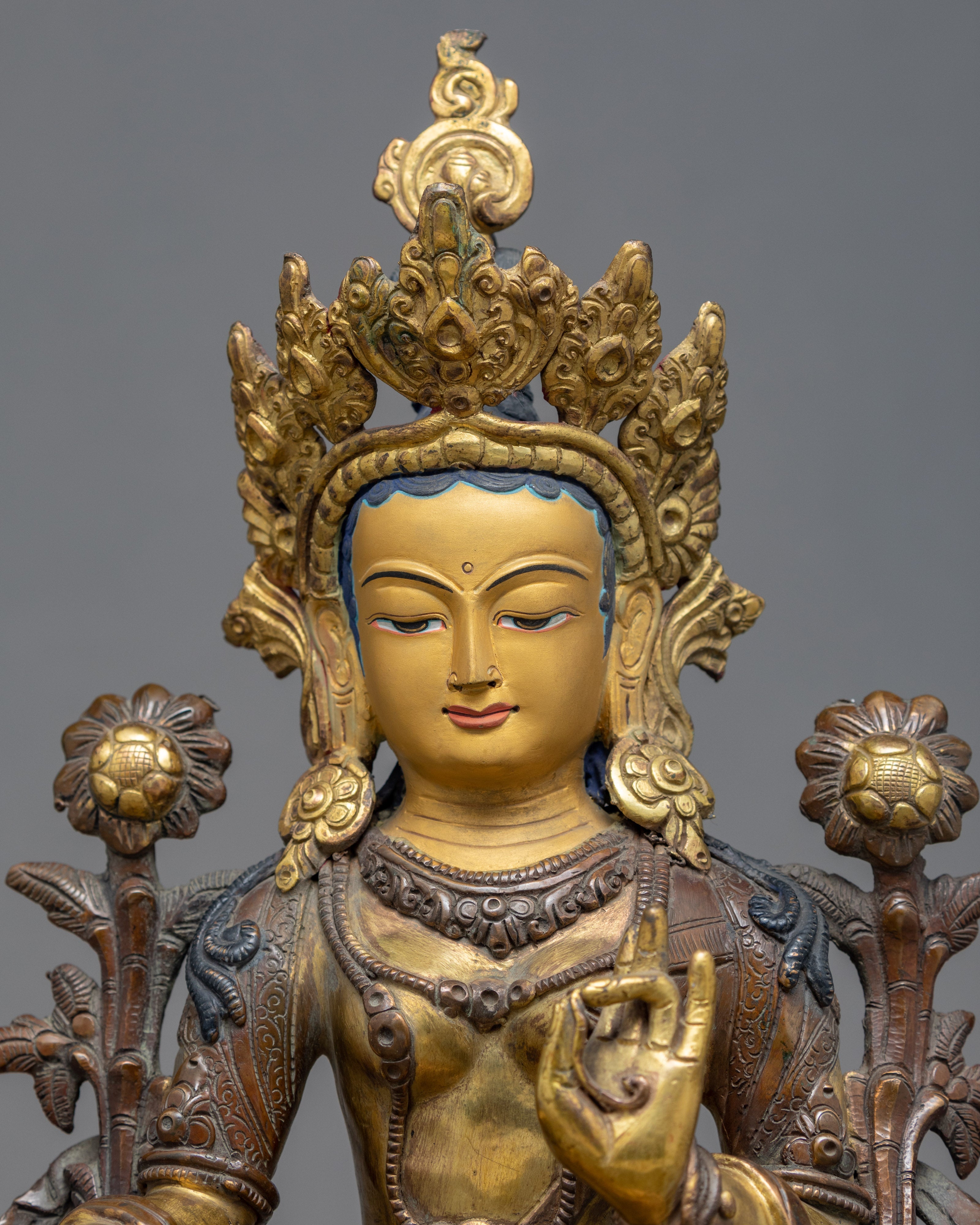 Green Tara Statue | Zen Room Decor | Tibetan Buddhist Sculpture