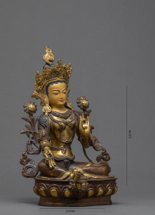 Green Tara Statue | Zen Room Decor | Tibetan Buddhist Sculpture