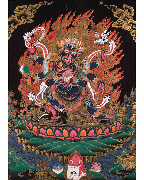 6 Armed Dharmapala Mahakala |  Spiritual Art for Altar space