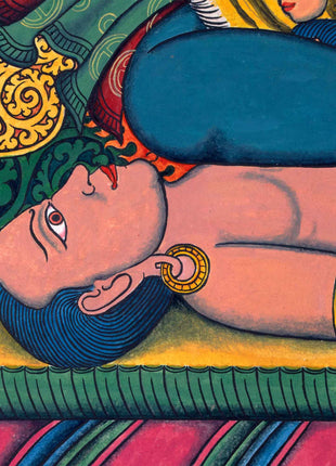 Traditional Newari Pauba Print Of 4 Armed Mahakala | High-Quality Giclee Print For Meditation