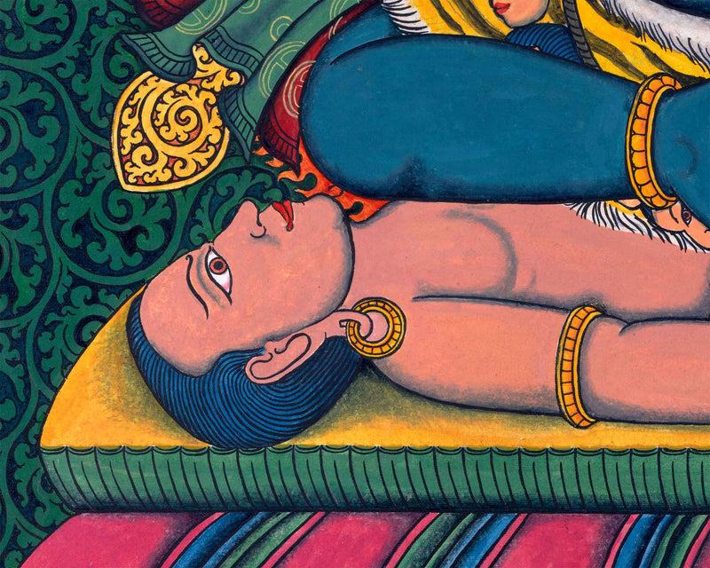 Traditional Newari Pauba Print Of 4 Armed Mahakala | High-Quality Giclee Print For Meditation