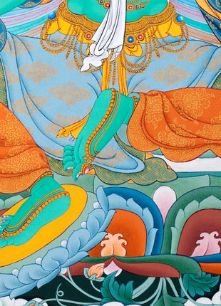 Green Tara Art | Female Buddha Thangka | Bodhisattva
