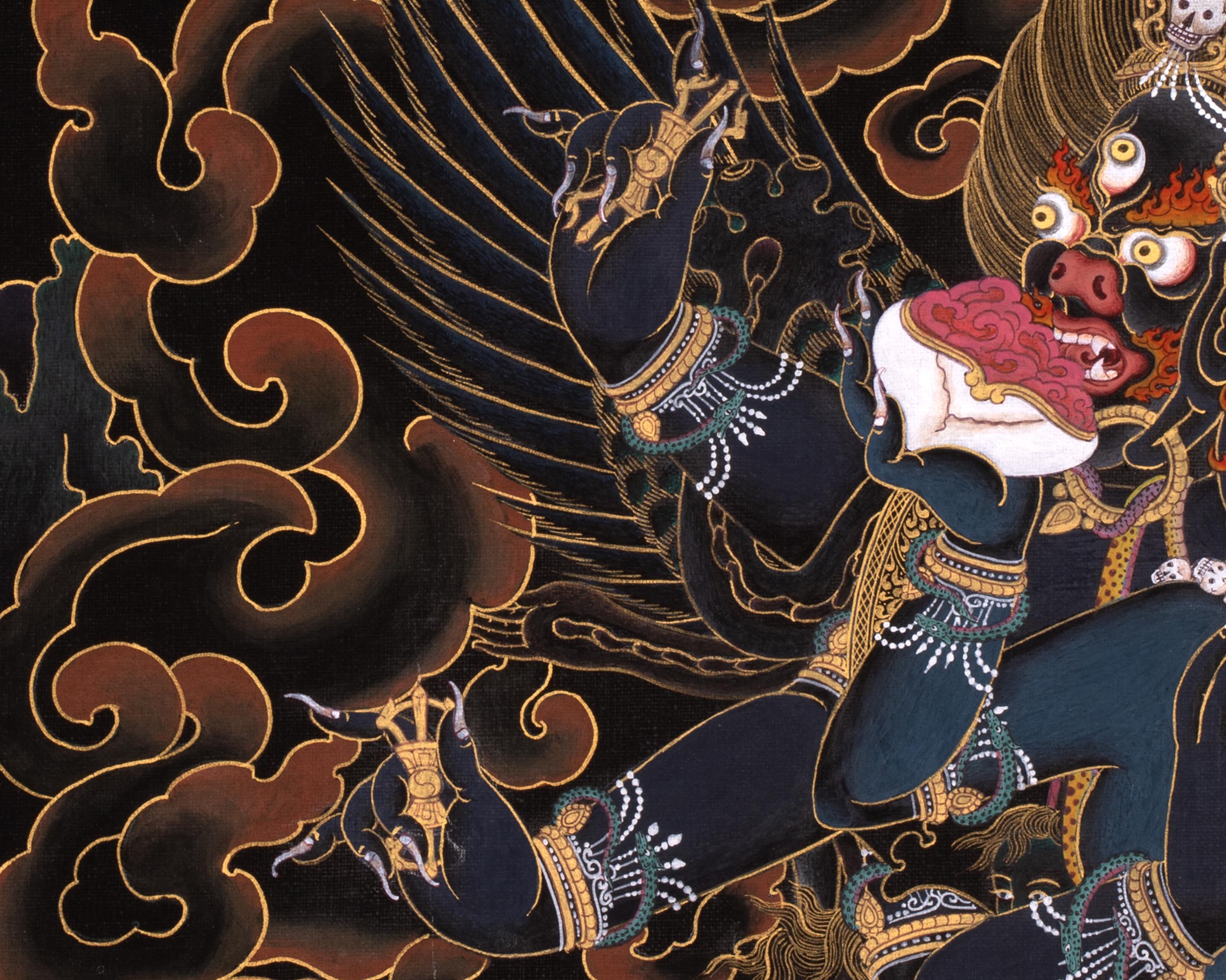 Vajrakilaya Painting, Tibetan Thangka with 24K Gold