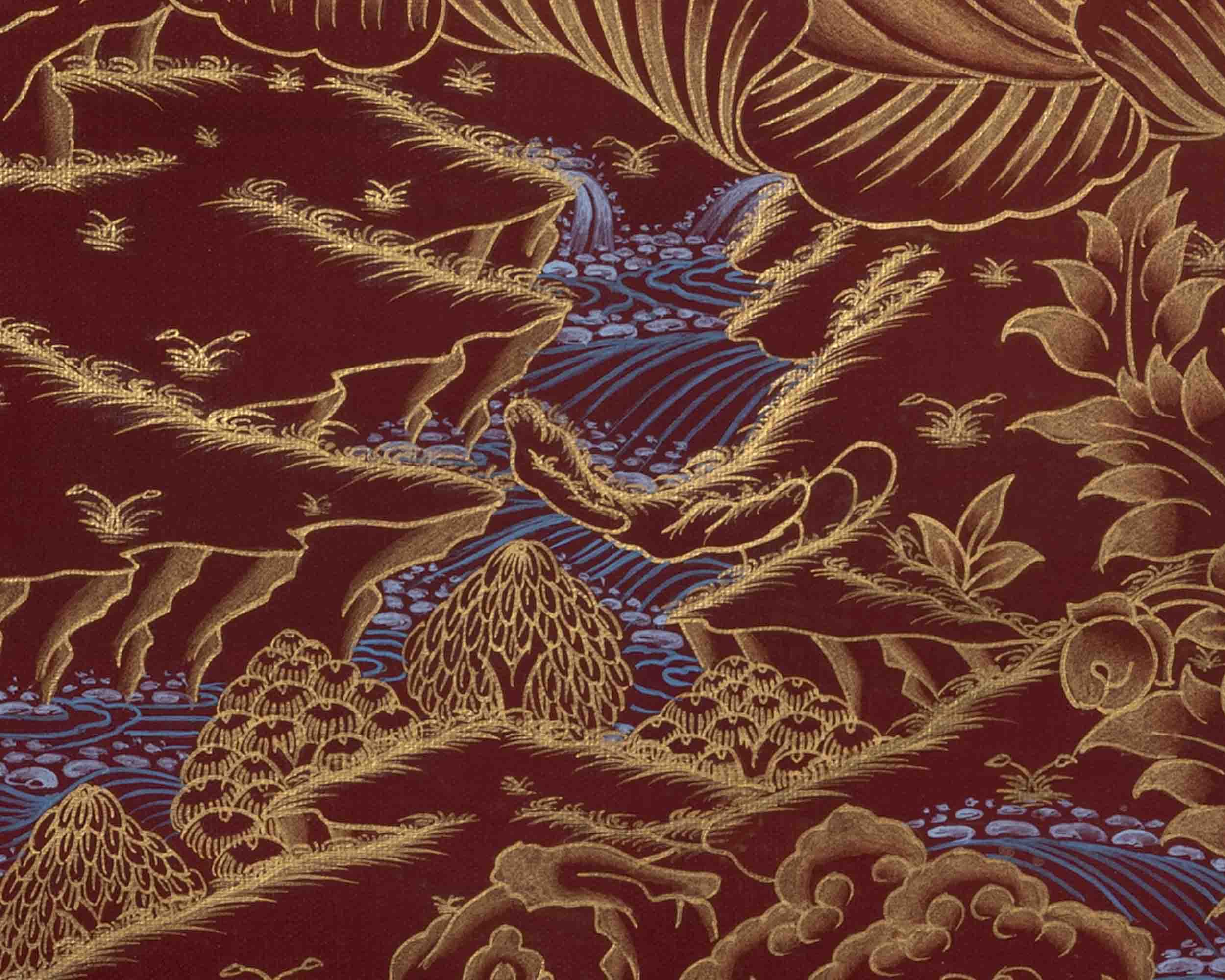 Red And Gold Vajrasattva Yab Yum Thangka | Wall Decor Painting