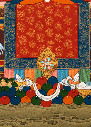 Amitabha Buddha, Chenrezig and Vajrapani | Hand Painted | Tibetan Thangka Art