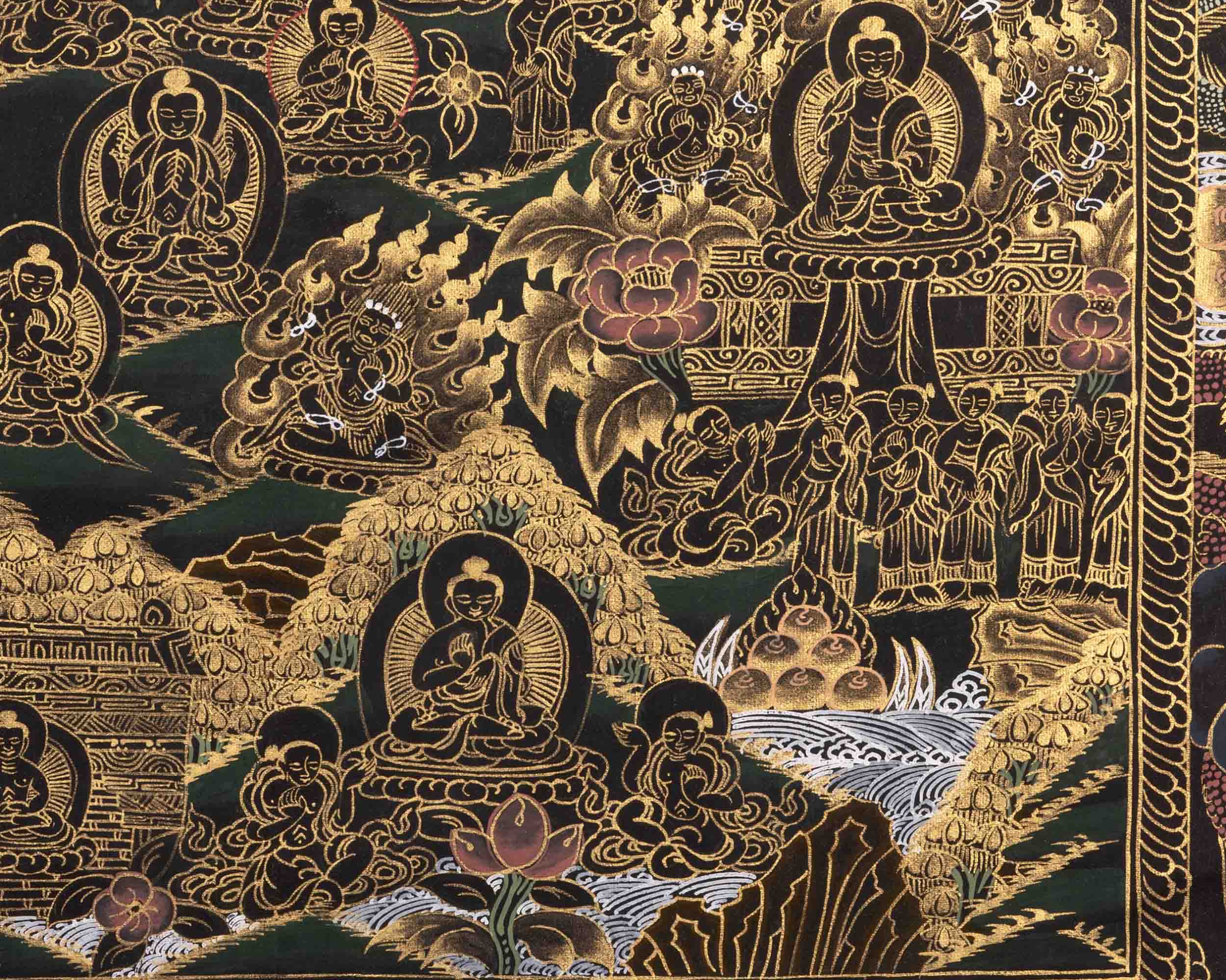 Buddha's Life Story | Traditional Tibetan Thangka | Wall Decors