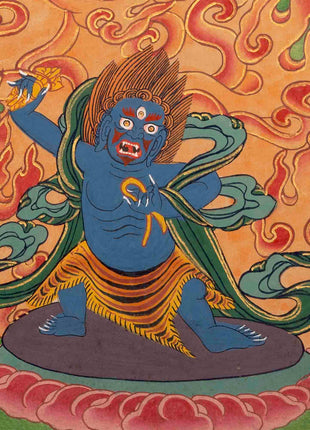 Handpainted Guru Rinpoche Surrounded By Dhyani Buddha Traditional Thangka |  Meditation And Yoga