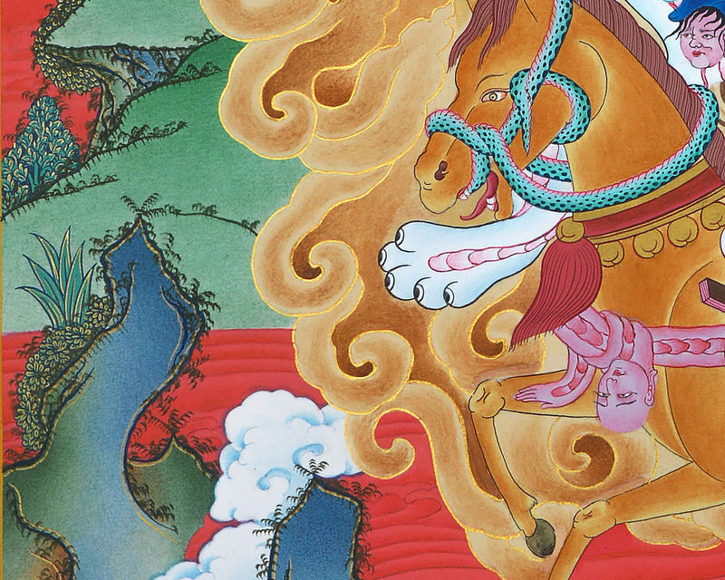 Himalayan Hand-Made Palden Lhamo Mantra Practice Thangka | Tibetan Deity Art On Cotton Canvas