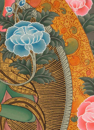 Quality Green Tara | Traditional Tibetan Thangka | Religious Wall Decoration