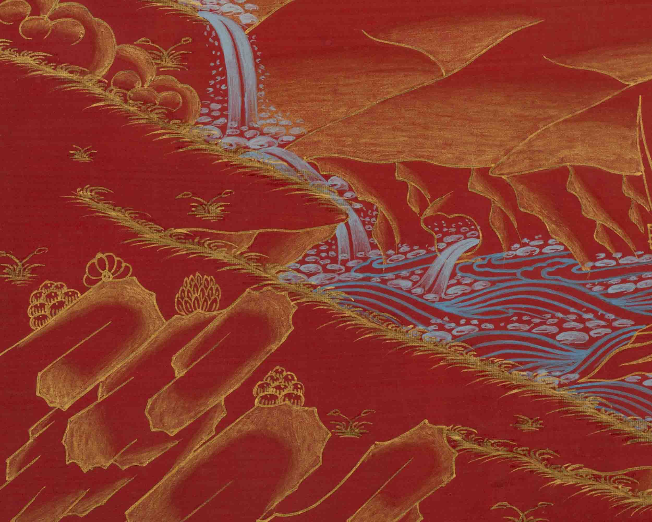 White Tara Thangka | 24K Gold Style Art | Religious Wall Decors