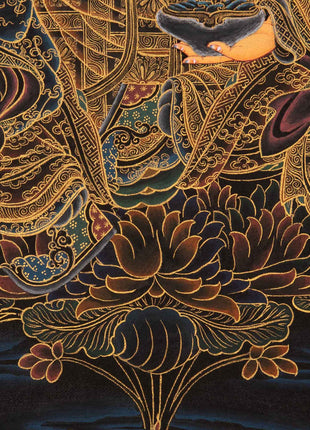 Guru Rinpoche Tibetan Thangka | Genuinely Gold Gilded Buddhist Art