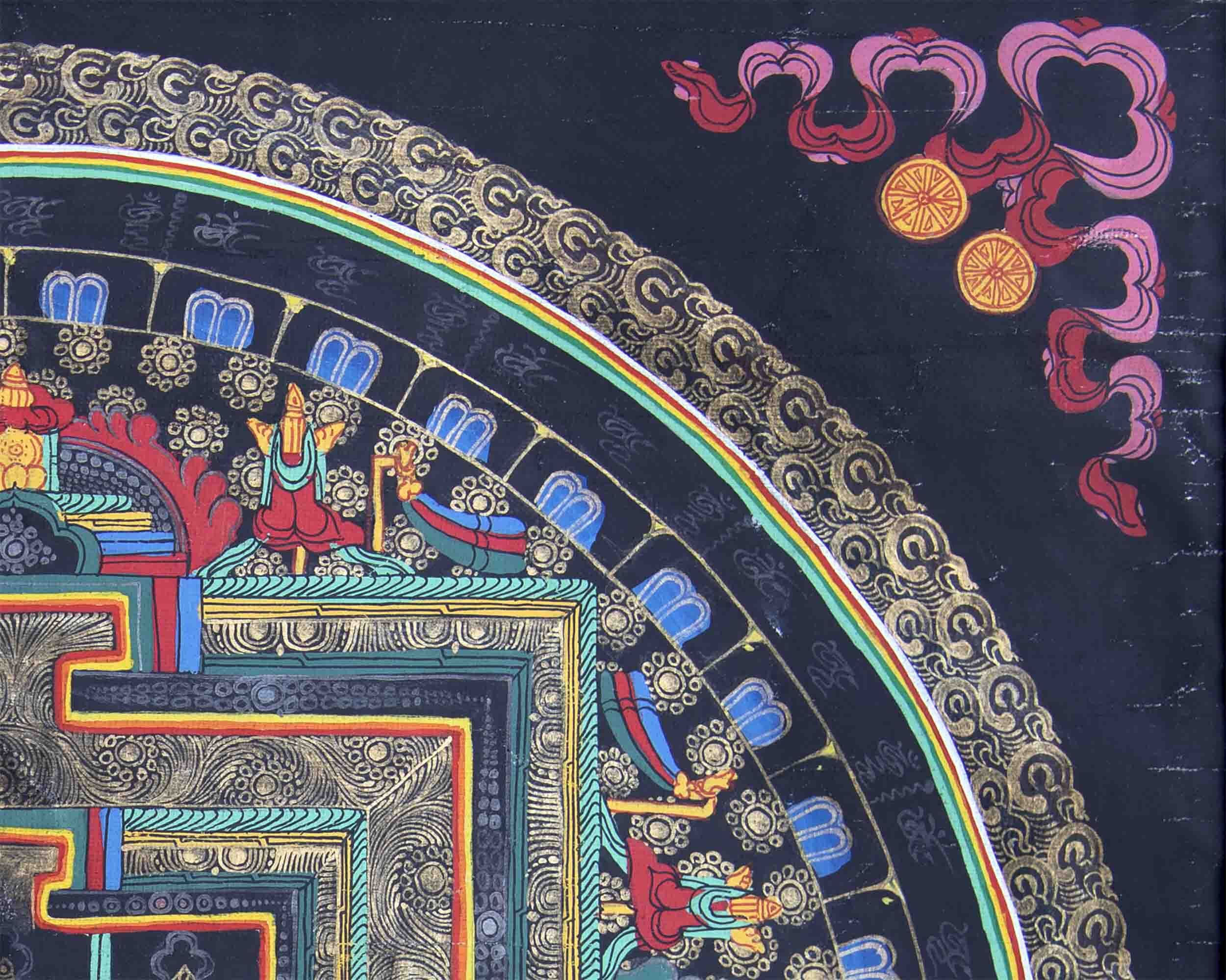 Vintage 8 Auspicious Mandala Thangka With Exquisite Brocade | Tibetan Wall Hanging