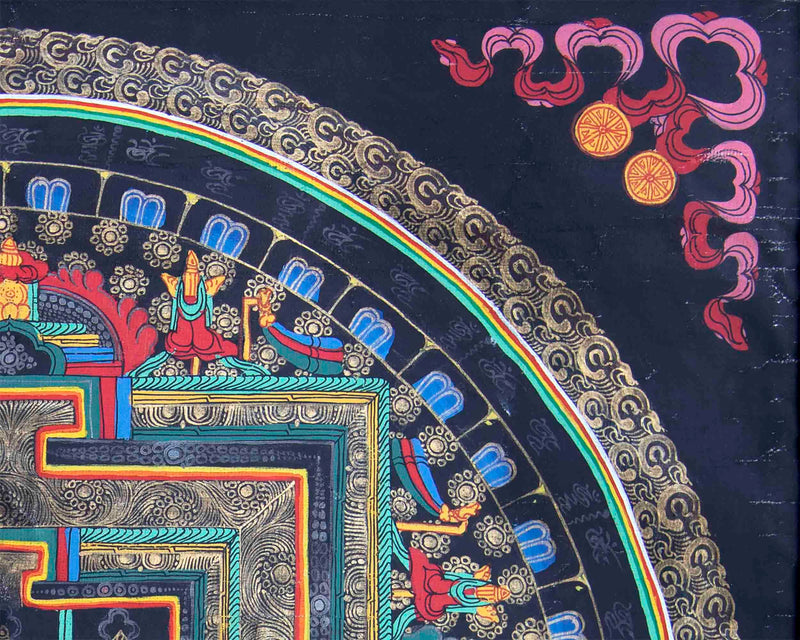 Vintage 8 Auspicious Mandala Thangka With Exquisite Brocade | Tibetan Wall Hanging