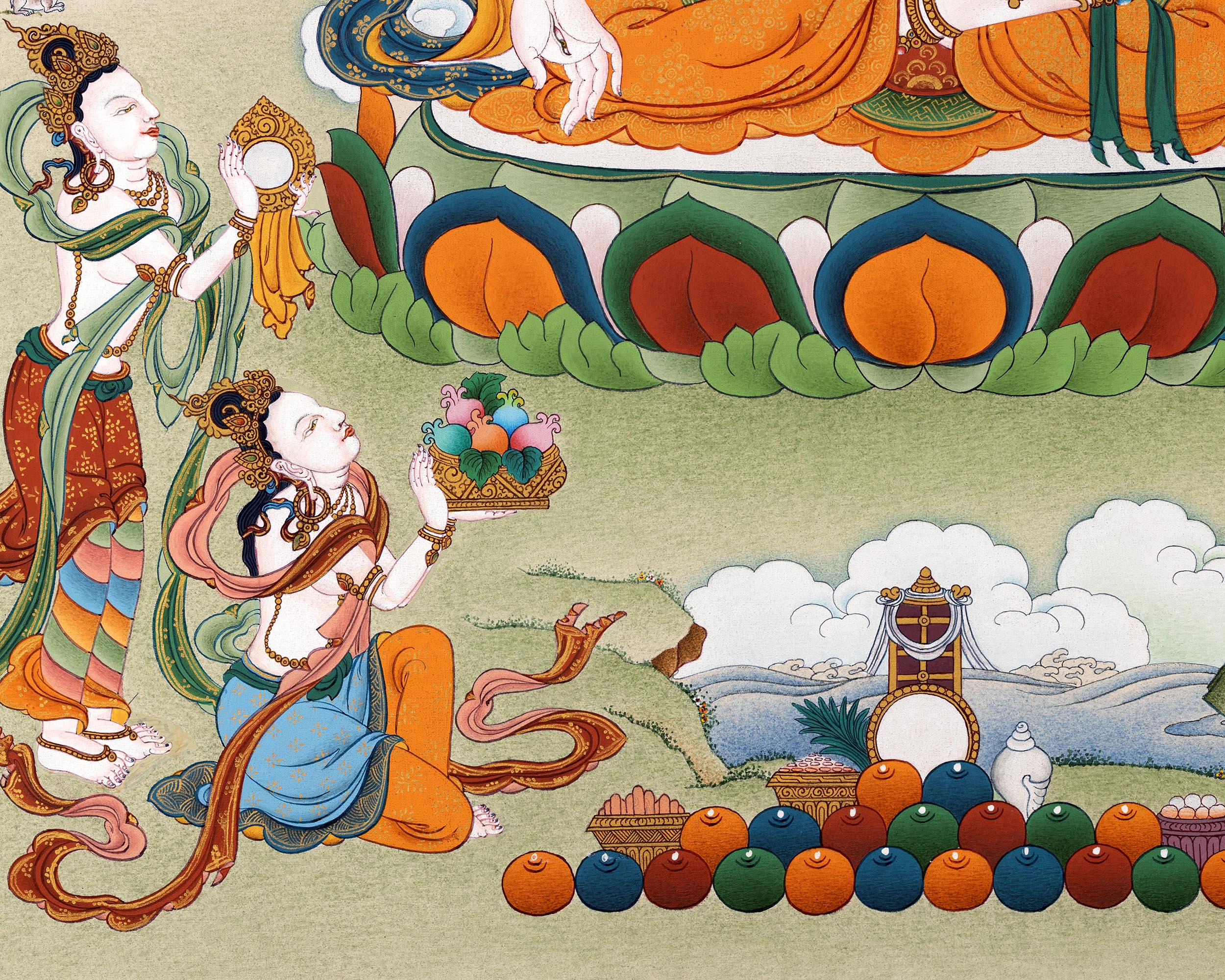 White Tara With Amitabha Buddha Painting | Bodhisattva Art Of Long Life